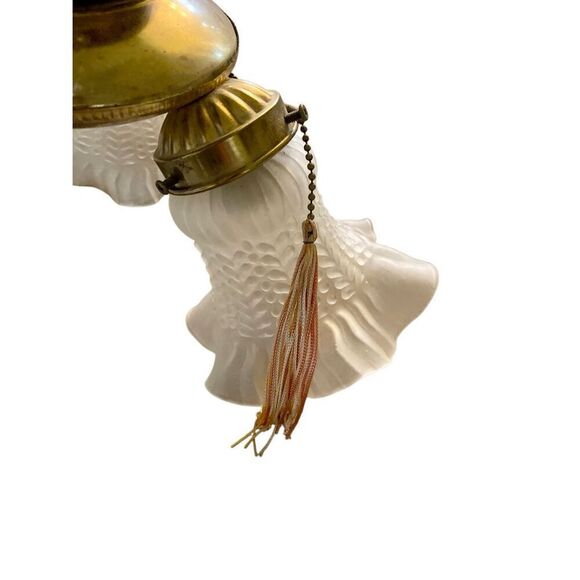 Vintage Three-Light Ceiling Fixture Art Deco Frosted Shades Cottage Style Flush - Picture 2 of 5